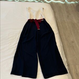 Ted Baker Blue and White Jumpsuit with Wide-Leg Design